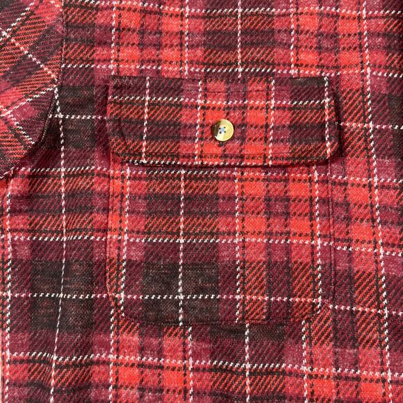 Tailor Byrd Shirt Mens Small Sweatershirt Flannel Button Up Plaid Pocket Red NWT - Picture 7 of 16